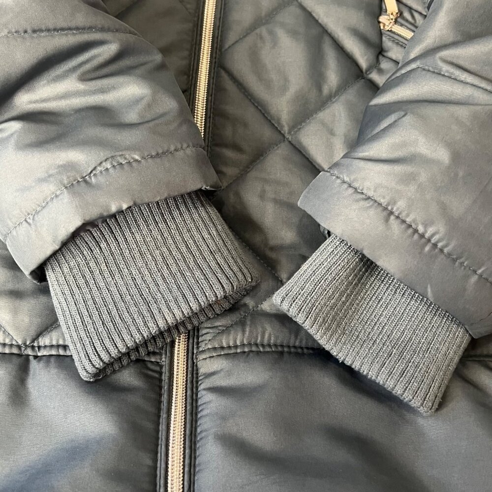 Details Intl Quilted Long Navy Coat Womens S Zipper Front Warm Winter Jacket - Picture 13 of 16